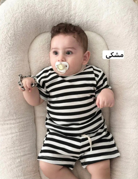 ست تیشرت شلوارک راه راه