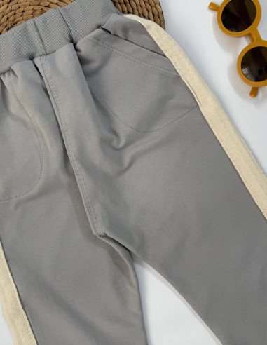 شلوار بگ بغل نوار طوسی