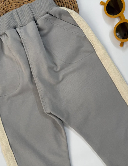 شلوار بگ بغل نوار طوسی